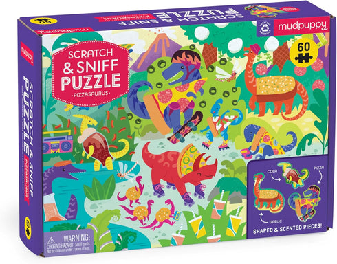 Mudpuppy Pizzasaurus – 60 Piece Scratch & Sniff Puzzle with Colorful and Fun Illustrations of Pizza Themed Dinosaurs and Scented Puzzle Pieces...