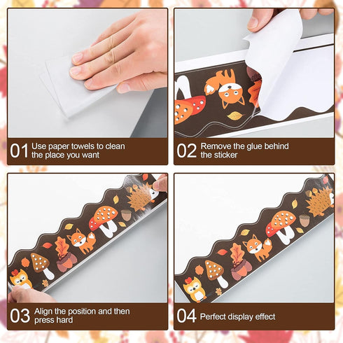 OIIKI 31ft Pumpkin Bulletin Border Stickers, Self-Adhesive Bulletin Board Borders, Blackboard Decorations Borders Trim, Classroom Bulletin Board D...