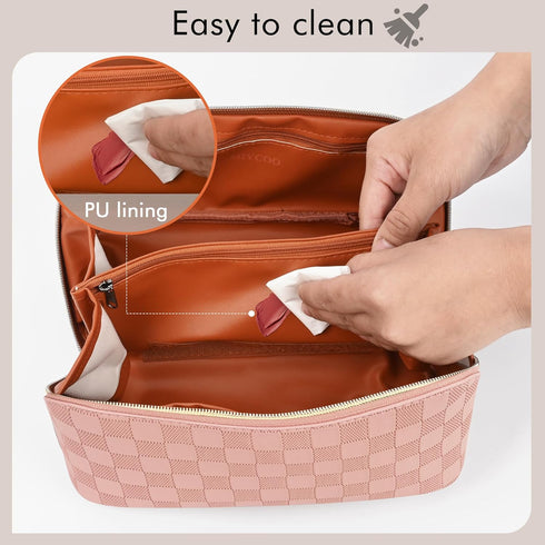 MIYCOO Makeup Bag, Large Capacity Travel Cosmetic Bag for Women, Waterproof Travel Makeup Bag Organizer, Open Flat Toiletry Bag, Portable Pouch wi...