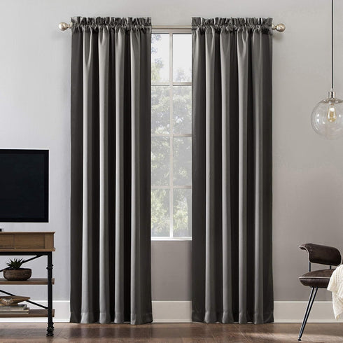 Sun Zero Oslo Theater Grade Extreme Total Blackout Rod Pocket Curtain Panel, 52" x 95", Gray...
