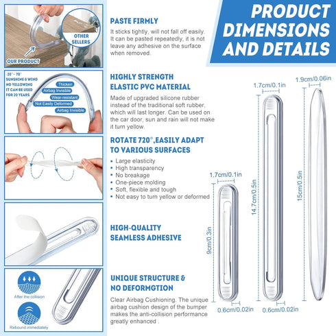 Tallew Cabinet Door Bumper Clear Silicone Door Stopper Wall Protector Car Anti Collision Adhesive Automotive Bumper Guards for Car Drawers(6 Piece...