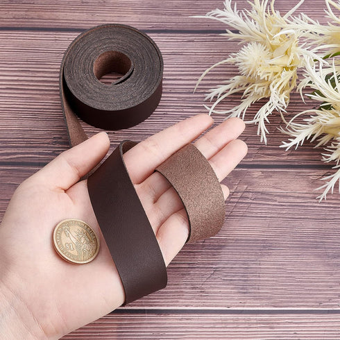 GORGECRAFT Dark Brown Genuine Leather Strap Strip 1 Inch Wide 79 Inch Long Leather Belt Wrap Single Sided Flat Cord for DIY Crafts Projects Clothi...