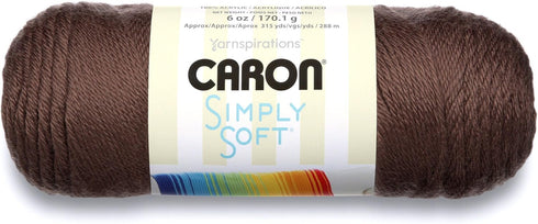 Caron Simply Soft Solids Yarn, 6oz, Gauge 4 Medium, 100% acrylic - Brown - Machine Wash & Dry...