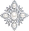 EVER FAITH Austrian Crystal Oval Simulated Pearl Wedding Chunky Flower Brooch Clear Silver-Tone...