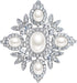 EVER FAITH Austrian Crystal Oval Simulated Pearl Wedding Chunky Flower Brooch Clear Silver-Tone...