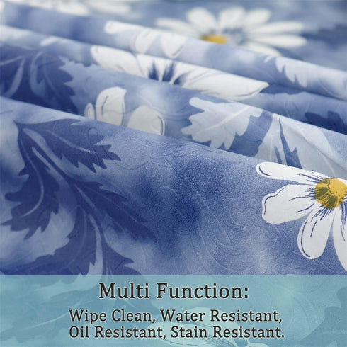 uxcell Seamless Waterproof Vinyl Round Tablecloth 60" Dia for Wedding/Restaurant/Parties Tablecloth Decoration Blue Flower Pattern Floral Printed...