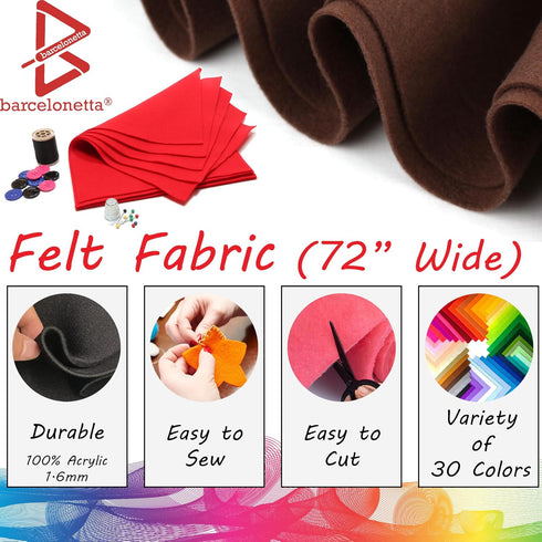 | Felt Fabric | 72" Wide | 1.6mm Thick | Acrylic & Soft | Felt by The Yard | Felt for DIY Crafts, Projects, Sewing (Black, 1 Yard)...