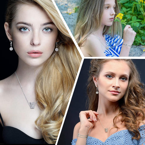 1034 Pieces King Crown Charm Rhinestone Bead Round Ball Zircon Bead Hexagon Big Hole Spacer Diamond Cutting Cube for DIY Chain Bracelet Jewelry Ma...