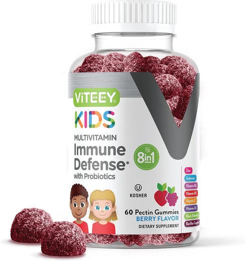 Kids Multivitamin Gummies with Probiotics - 8-1 Kids Vitamins for Immune Health Support with Vitamin C, D3, B12, B6, Zinc, Elderberry, Selenium - ...