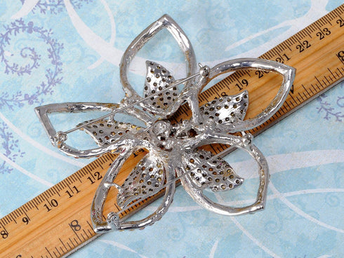 Alilang Lily Floral Flower Pink Crystal Rhinestone Fashion Statement Hawaiian Brooch Pin...