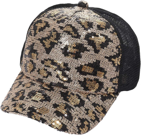 ZOLEAROPY Bling Baseball Cap for Men Women Leopard Baseball Cap Ponytail Unisex Sports Hat...