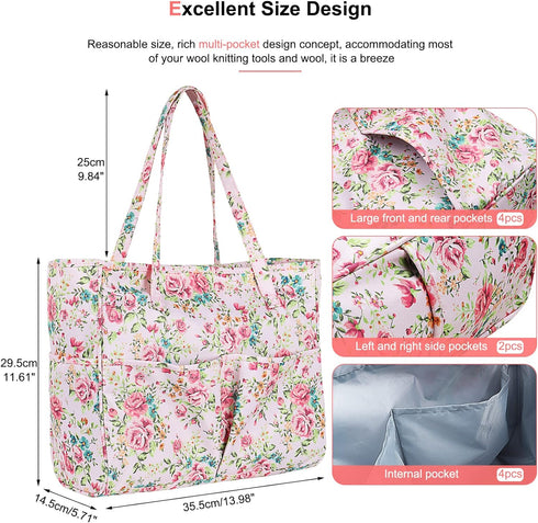 Coopay Knitting Bag Craft Bag for DIY Lover, Traveling Cross Stitch Bag Crochet Bags for Carrying Crochet Hook, Skein Yarn, Projects, Knitting Kit...