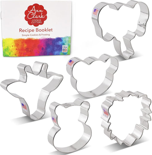 Zoo Faces Cookie Cutters 5-Pc. Set Made in the USA by Ann Clark, Giraffe, Lion, Hippo, Elephant, and Bear Faces...