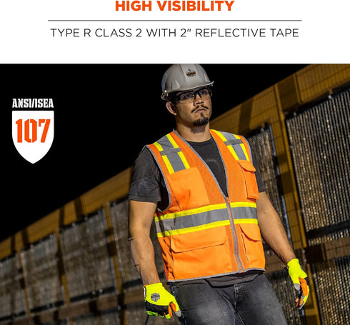 Ergodyne GloWear 8246Z ANSI High Visibility Two Tone Mesh Safety Vest with Reflective Binding, Orange, 2X-Large/3X-Large...
