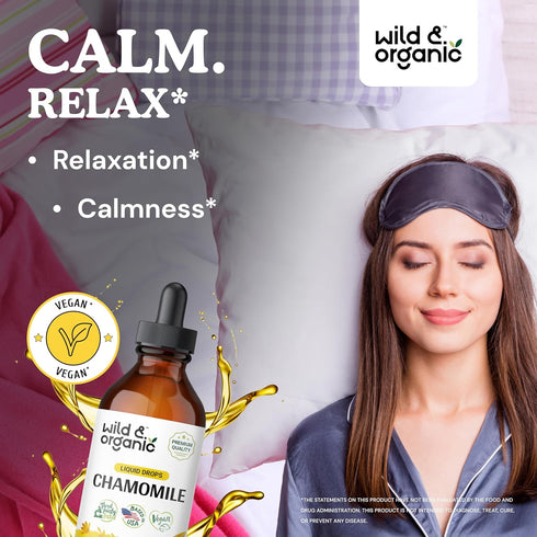Chamomile Flower Supplement - Organic Chamomile Liquid Extract - Vegan, Alcohol Free Drops - 4 fl oz...
