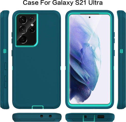 MXX Case Compatible with Galaxy S21 Ultra Case, 3-Layer Super Full Heavy Duty Body Bumper Cover/Shock Protection/Dust Proof, Designed for Samsung ...