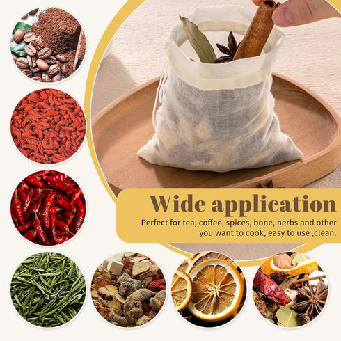 24 Pieces Reusable Tea Filter Bags 4 x 6 Inch, Natural Muslin Drawstring Bags for Loose Leaf Tea, Spice, Cooking Soup & Bone Broth - Fine Mesh Str...