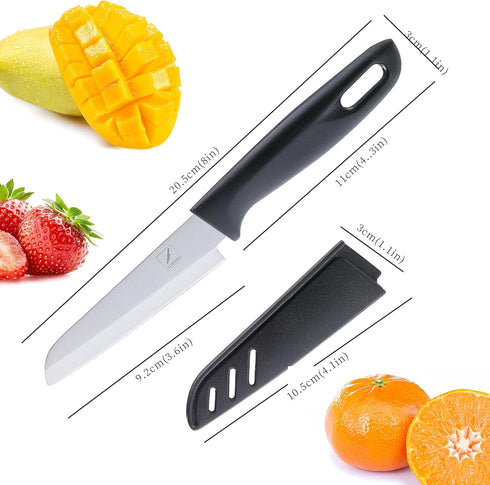 Paring Knife, 4PCS Paring Knife Set with Knife Sheaths, 3.7 inch Stainless Steel Pairing Knife, Ultra Sharp Small Kitchen Vegetable Fruit Knives, ...