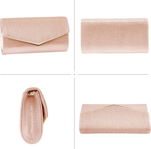 Larcenciel Clutch Purses for Women, Bling Vertical Lines Envelope Evening Bag w/Chain, Formal Ladies Handbags,9.05x1.97x4.72...