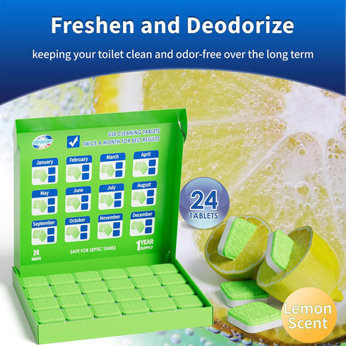 Toilet Bowl Cleaner Tablets, Leaves Bowl Sanitary, Freshens, Deodorizes, Descales & Repels Tough Stains, Helps Prevent Limescale Buildup, Safe for...