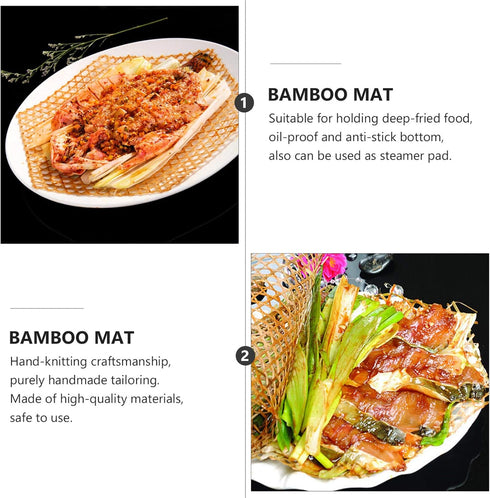 Hemoton Bamboo Mesh Pad Round Woven Placemats Table Mat Heat Insulation Dish Mat...