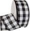 Morex Ribbon 7398.60/50-613 Cambridge 2.5" X 50 YD Wired Ribbon, Black and White, Buffalo Check Plaid Ribbon for Gift Wrapping, Christmas Decorati...