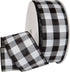 Morex Ribbon 7398.60/50-613 Cambridge 2.5" X 50 YD Wired Ribbon, Black and White, Buffalo Check Plaid Ribbon for Gift Wrapping, Christmas Decorati...