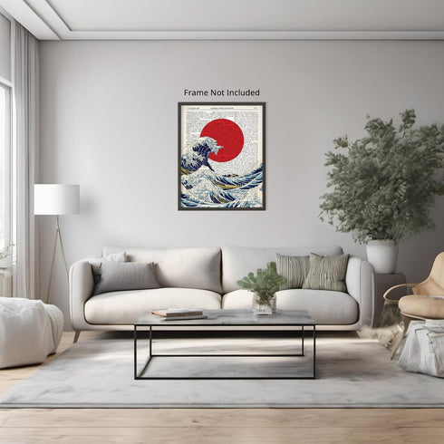 Posterizer 1 pcs-Wave off Kanagawa Japanese Dictionary Art-Abstract & Modern Art-Retro Art- Gift for Men Women Entrepreneur Teens-Decor for Home &...
