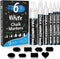 White Window Chalk Markers Pen: 6 Pack White Glass Marker, Liquid Chalk Marker for Chalkboard Signs, Car Window Paint Marker Pen for Bistro, Jars,...