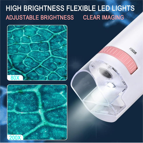 Pocket Microscope for Kids 200x Hand Held Microscope Biological Microscope Science Educational Microscope with LED Lights Educational Toys Science...