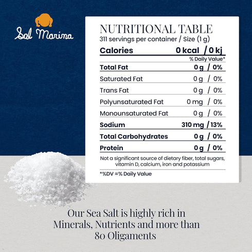 SAL MARINA | Unrefined Colima Sea Salt 11oz | Kosher Salt 100% Natural - Vegan Gluten Free Organic Table Salt Seasoning Food...