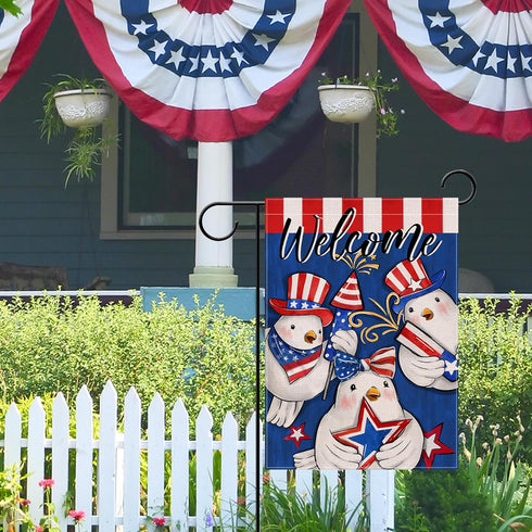 Welcome 4th of July Dove Peace Bird Patriotic Small Decorative Garden Flag, America USA Stars Stripes Blue Yard Lawn Outside Decor, American Firew...