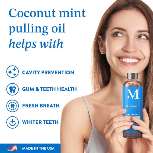Coconut Oil Pulling for Teeth and Gums (Made in USA), Whitening Pulling Oil Coconut Mint Mouthwash for Fresh Breath Ayurvedic Oil Pulling Mouth Gu...
