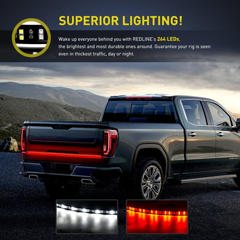 Nilight 60 Inch Truck Tailgate Light Bar Double Row LED Flexible Strip Red Running Brake Turn Signal White Reverse Back Up Lighting Modes for Pick...