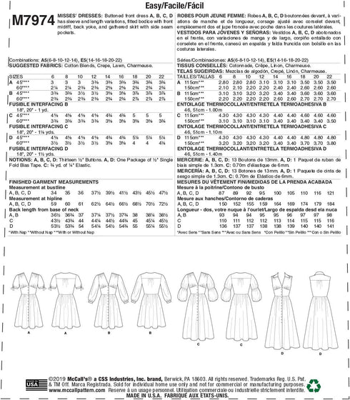 McCall Pattern Company McCall's Women's Sleeveless and Short Sleeve Button Up Dress Sewing Patterns, Sizes 14-22,White...