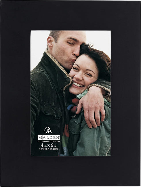 Malden 4x6 Picture Frame, Extra Wide Real Wood Molding, Real Glass, Black...