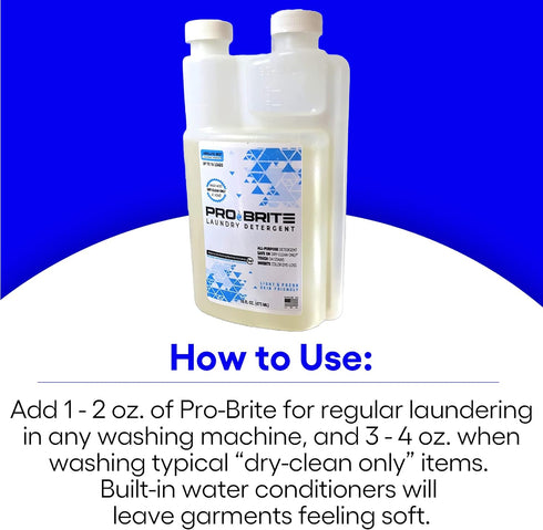 Pro-Brite Liquid Laundry Detergent - Proprietary Wet Cleaning Surfactants Designed for Home Washing Many Sensitive Dry Clean Only Fabrics (16-Oz)...