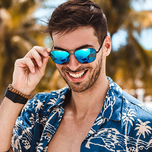 Polarized Aviator Sunglasses for Men, Rectangle Square Metal Frame, Retro Pilot Sport Sun Shades for Driving Running...
