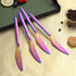 HOMQUEN Rainbow Dinner Knives 4 Pieces, Sturdy 9" Stainless Steel Modern Design Knife, Colorful Titanium Plating Knifes Set With Round Edge Dishwa...