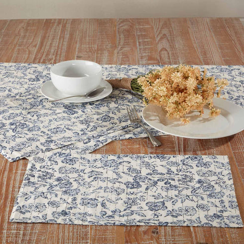 Piper Classics Doylestown Floral Runner, 13" x 72" Long, Blue & Cream Flower Print, Vintage Farmhouse, Country Cottage Table Centerpiece …...