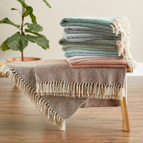 DII Diamond Throw Collection Cotton Woven, 50x60, Gray...