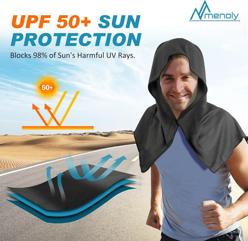 MENOLY Cooling Hoodie Towels, Instant Cooling Towels for Neck and Face, UPF 50 Sun Protection Cooling Neck Wraps, Soft Breathable Cold Towel for H...