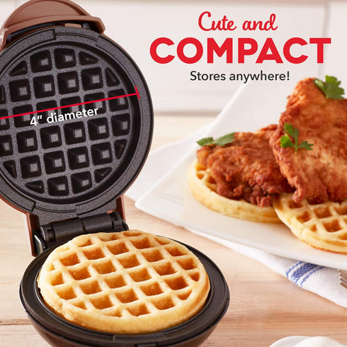 DASH Mini Maker for Individual Waffles, Hash Browns, Keto Chaffles with Easy to Clean, Non-Stick Surfaces, 4 Inch, Orange Leopard...