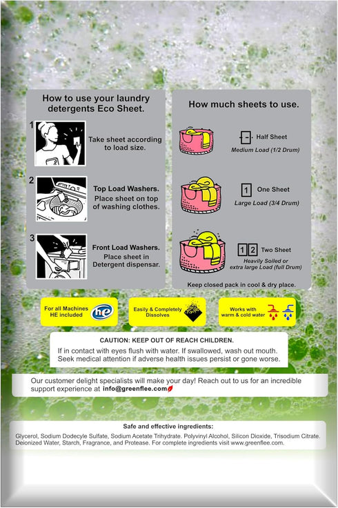 Green Flee Laundry Detergent Sheets-Fresh Fragrance-No Plastic Jug (60 Loads) 30 Sheets...