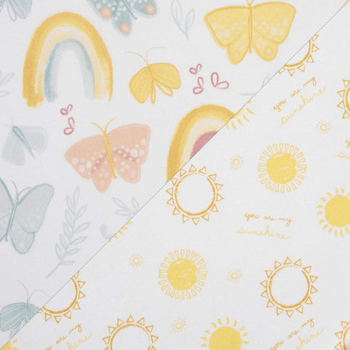 Sammy & Lou Butterfly Sunshine 2-Pack Microfiber Fitted Crib Sheet Set, Fits Standard Crib Mattress 28 in x 52 in; Fully Elasticized,...