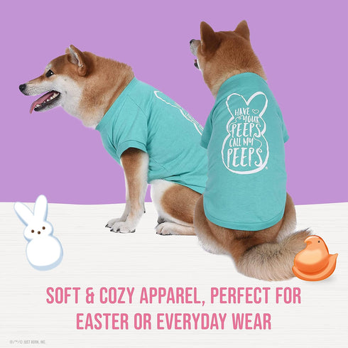 Peeps for Pets Call My Peeps Dog T Shirt - Teal Blue Dog T Shirt for Dogs Soft and Comfortable Machine Washable Dog Shirt - Officially Licensed Pe...