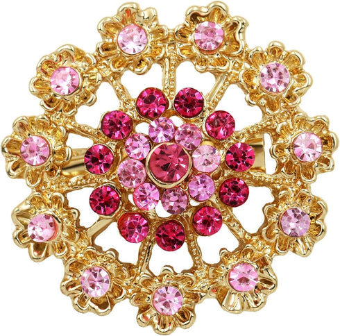 Lot 24pc Mixed Color Rhinestone Crystal Flower Brooches Pins...