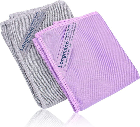 Window Cleaning Cloth, Glass Cloth, Cleaning Cloth, Streaks Schatches Free (Purple 1 Pack, Grey 1 Pack)...