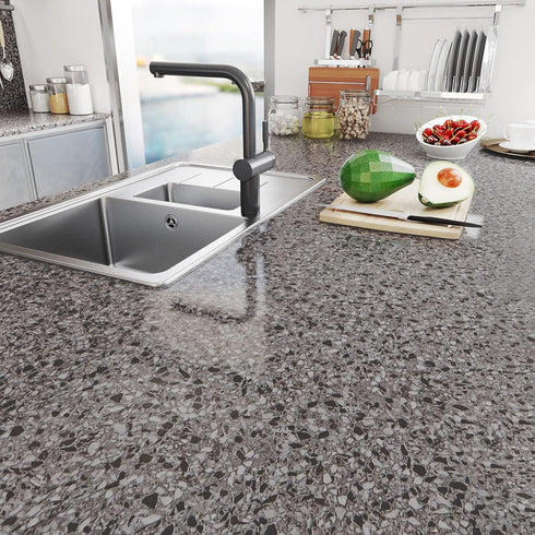 YENHOME Granite Countertop Contact Paper Waterproof 17.7"x200" Grey Granite Peel and Stick Countertops for Kitchen Bathroom Counter Contact Paper ...