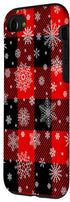 iPhone SE (2020) / 7 / 8 Snowflakes on Red Black Winter Christmas Plaid Buffalo Phone Case...